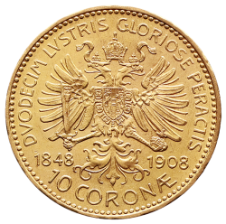 10 koruna 1908 - pamětní na 60 let vlády