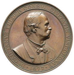 Bronzová medaile Dr. Cajetan Felder 1877, 64,3 mm.