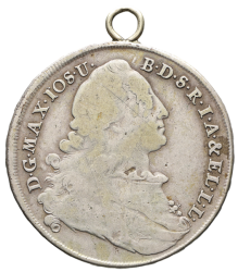 Stříbrný medailonek s dobovým ouškem Bavorský tolar Maximilian III Josef 1776