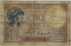 France - 5 Francs 1924