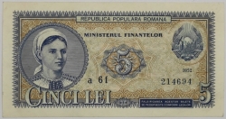 Romania - 5 Lei 1952