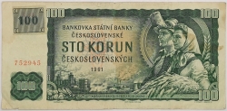 100 Kčs 1961 - kolek lepený