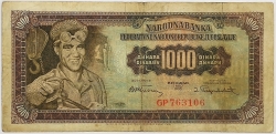 Yugoslavia - 1000 Dinara 1955 