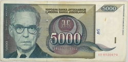 Yugoslavia - 5000 Dinara 1992