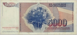 Yugoslavia - 5000 Dinara 1985