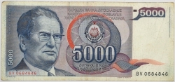 Yugoslavia - 5000 Dinara 1985