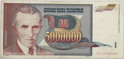 Yugoslavia - 5000000 Dinara 1993