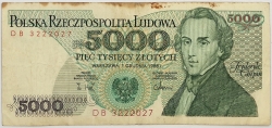 Poland - 5000 Zlotych 1988