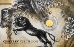 Zlatá 1/25 Oz. investiční mince Český lev 2024, číslovaná (1,24 g./Zlato 999/1000)